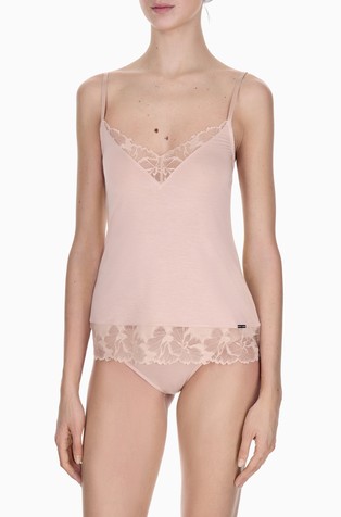 Stretch viscose cami with lace