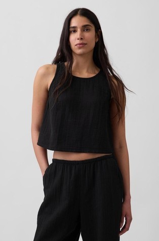 Ženska bluza bez rukava sa zgužvanim izgledom