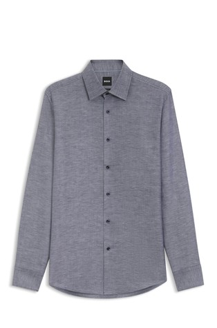 Slim fit košulja od mješavine lana