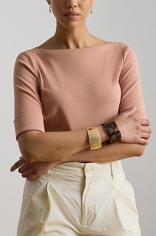 Stretch cotton short sleeved top