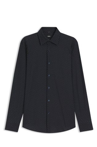 Slim fit košulja od performance-stretch jerseya s uzorkom