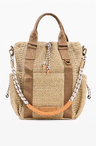 Voyager raffia backpack
