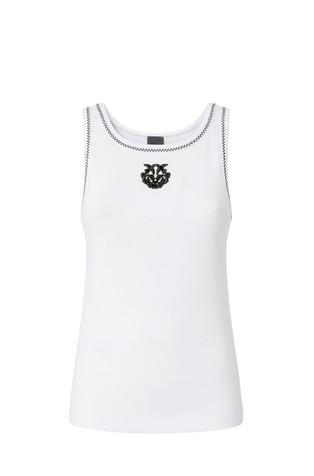 Rebrasta majica bez rukava s izvezenim logotipom