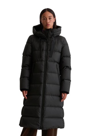 Water-repellent hooded down coat