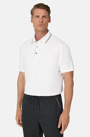 Polo in Stretch Cotton Blend Piqué Cool Jade-Fresh