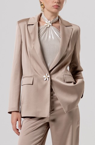 Oversize fit satenski sako s cvjetnim detaljem