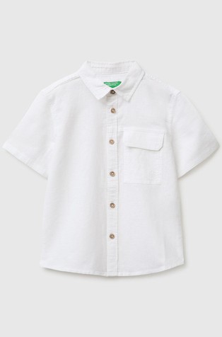 Short-sleeved linen blend shirt