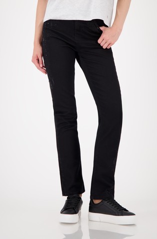 Jeans hlače s vezovima i ukrasnim kamenčićima