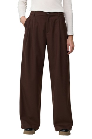 Flannel wide trousers with waist pleats