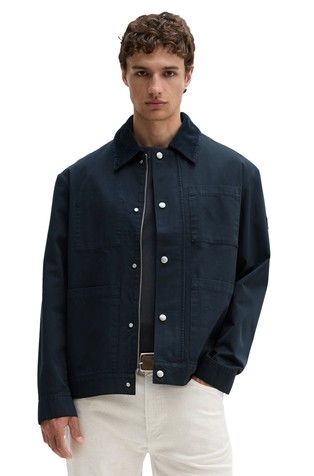 Shirt jacket with corduroy collar