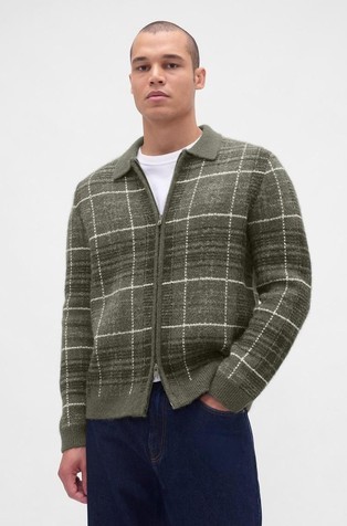 Muški kardigan s kariranim uzorkom