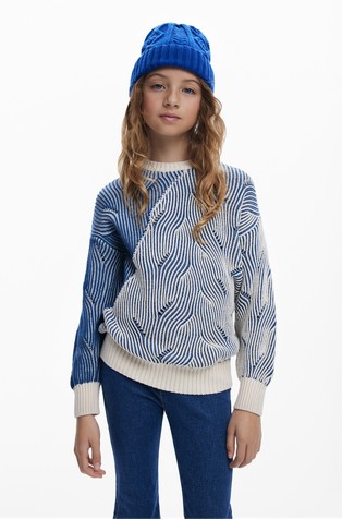 Pleten pulover s dvobojnim uzorkom