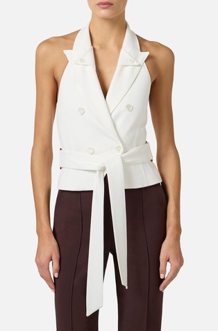 Prsluk od gabardena s trakom za vezanje u struku