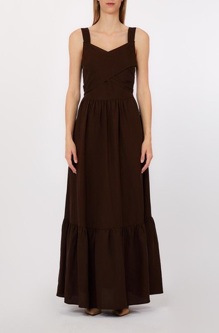 Duga haljina od mješavine s lanom