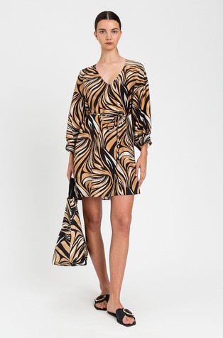 Patterned viscose-blend dress