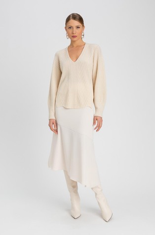 Rebrasto pleten pulover od mješavine vune i kašmira