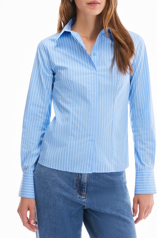 Slim fit prugasta košulja od popelina