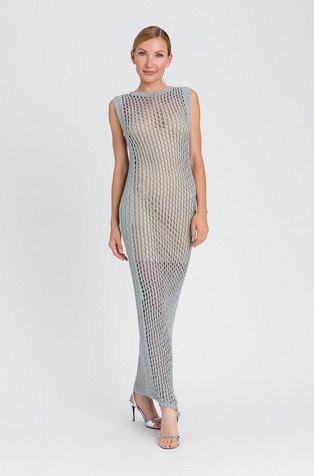 Duga mrežasta haljina s lurex vlaknima