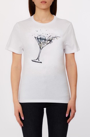 T-shirt with print and appliqués