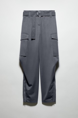 Široke cargo hlače od mješavine vune