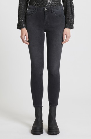 Skinny fit jeans hlače visokog struka