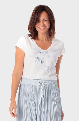 Majica od rastezljivog pamuka s ukrasnim kamenčićima