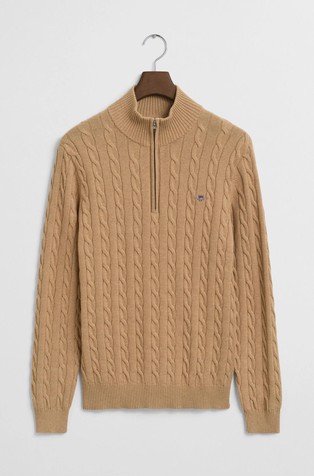 Cotton Cable Knit Half-Zip Sweater