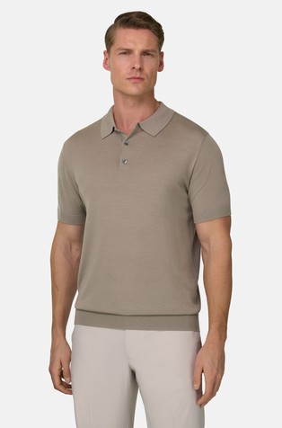 Knitted Short-sleeved Polo Shirt in Wool