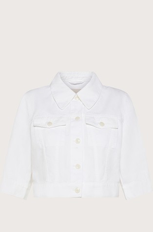 Cropped denim jakna od mješavine pamuka i lana