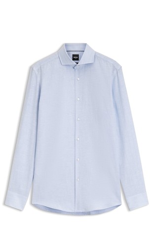 Regular fit linen and cotton shirt