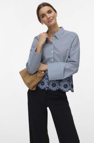 VMMARY Striped shirt with embroideries
