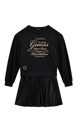 Haljina od kombinacije tkanina s plisiranom suknjom