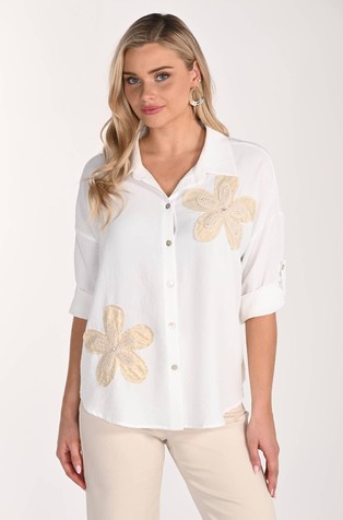 Floral Embroidered Casual Shirt