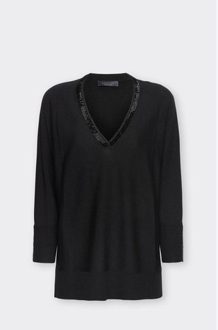 Viscose bled sweater with rhinestones