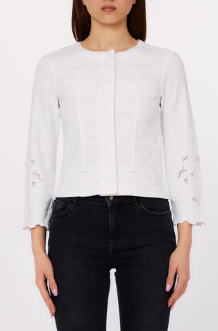 Cotton jacket with broderie anglaise