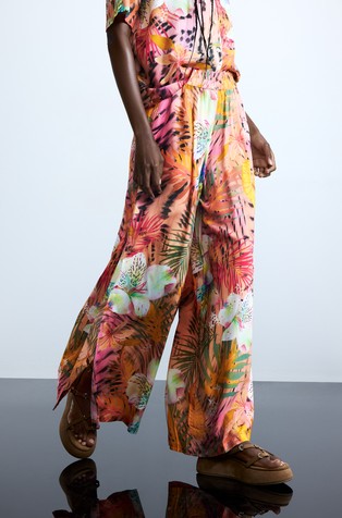Wide tropical pants in viscose