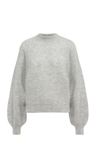 Pleten pulover s napuhanim rukavima od mješavine s alpakom