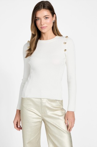 Rebrasto pleten pulover s logo gumbima