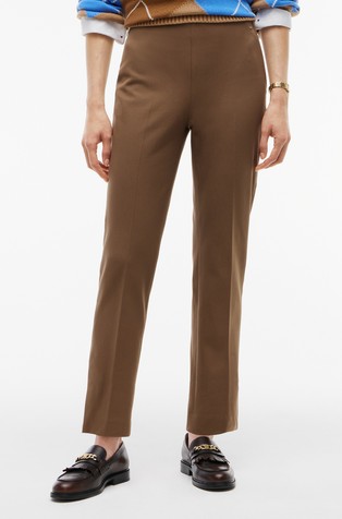 Extra slim fit hlače od gabardena s elastičnim strukom