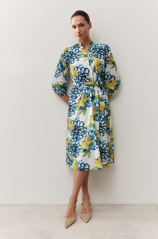 Shirt dress with lemon print