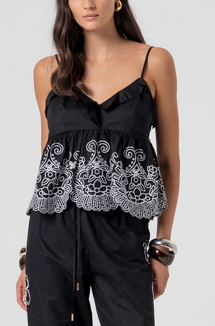 Majica od pamučnog popelina s naramenicama