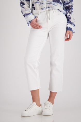 Ravne jeans hlače s resastim rubovima