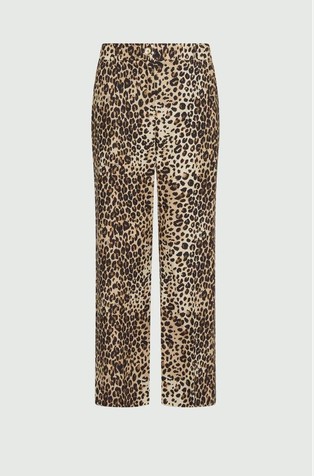 Linen-blend leopard-print trousers