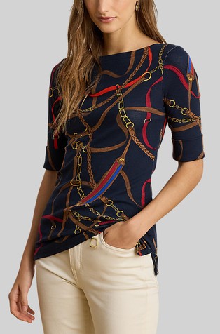 Pamučna majica s uzorkom i 3/4 rukavima