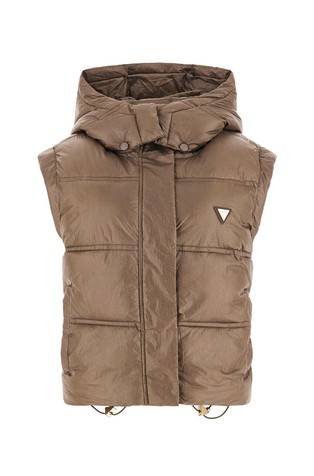 Cropped prošiven prsluk s kapuljačom