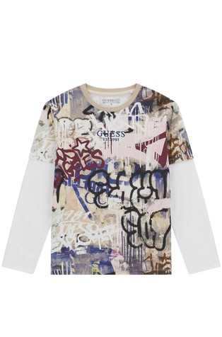 Majica s printom i dvoslojnim rukavima