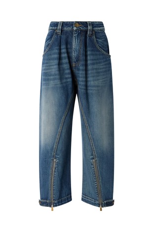 Balon jeans hlače s patentnim zatvaračima