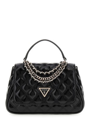 Giully quilted patent bag with decorative chains