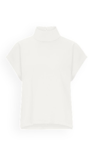 Shirt blouse with stand-up collar in satin