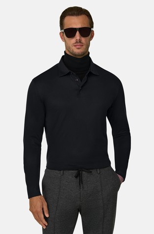 Jersey polo majica dugih rukava od pamuka i svile